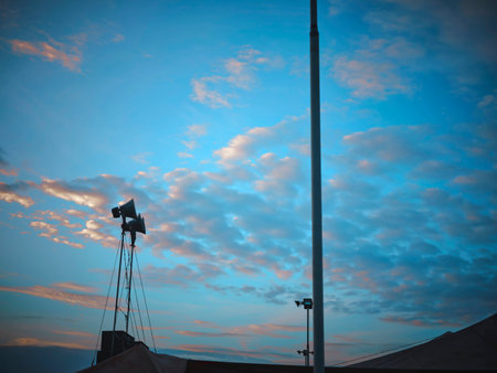 vintage horn speaker - public relations sign and symbol. space for textの写真素材