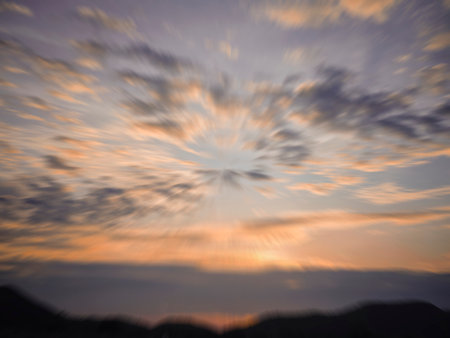 ZOOM BLUR , Beautiful sky with cloud before sunset . space for text
