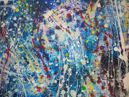 Abstract background .  Fragment of artwork. Brushstrokes of paint. Modern art. Contemporary art. Colorful texture. thick paint surface . space for textの写真素材