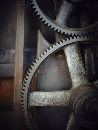 Engine gear wheels, industrial  texture background . space for textの写真素材