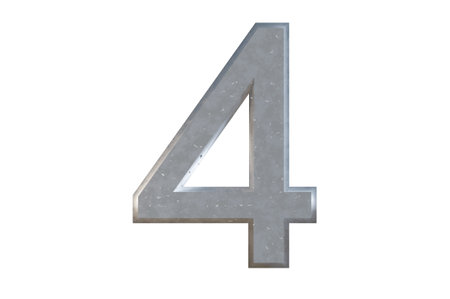 Number 4 metal style . Art design. Flat web icons template. Abstract concept graphic element