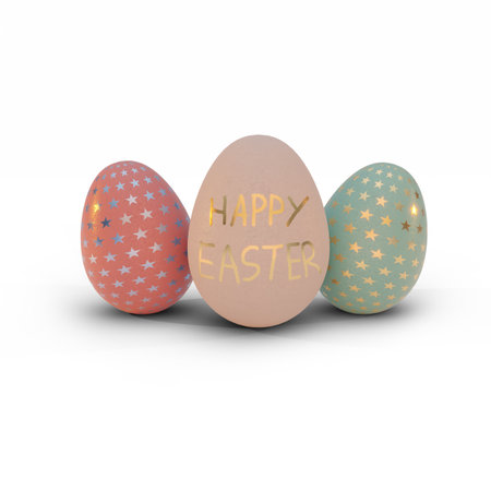 3D Illustration , Easter eggs , Spring holiday. Happy easter eggsの写真素材