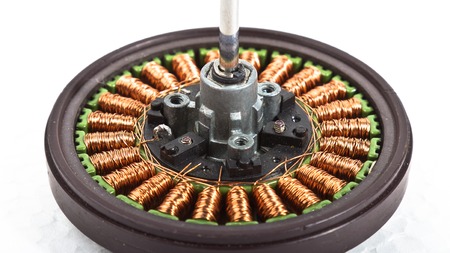 Brushless motor close-up isolated on whiteの写真素材