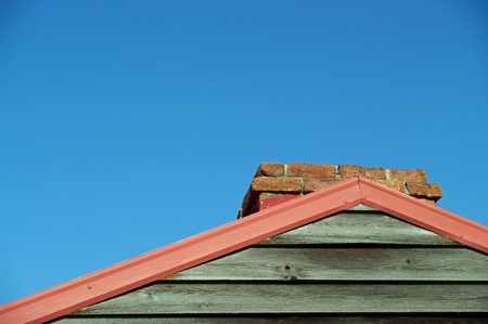 Gable end and brick chimney stackの写真素材
