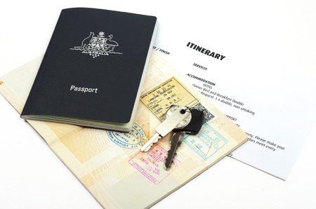 australian passport and travel itinerary  の写真素材