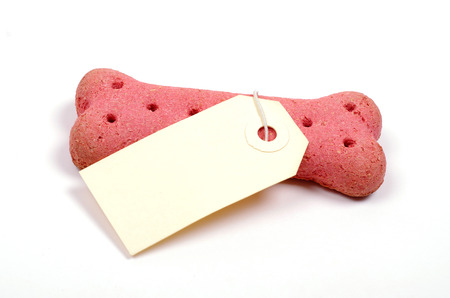 red dog biscuit and blank labelの写真素材