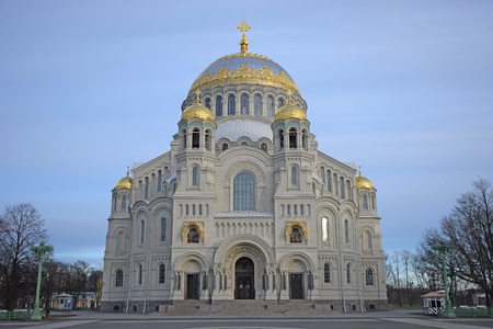 Marine Nicholas Cathedral in Kronstadt in winterの写真素材