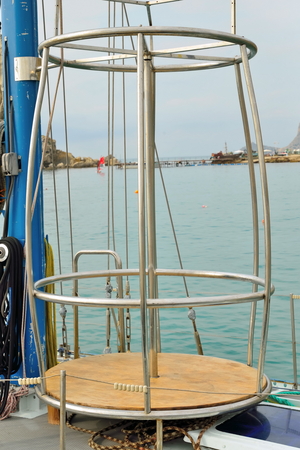 Metal pole for a Striptease on a yacht. Crimea.の写真素材