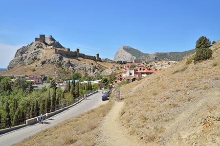 View of the Genoese fortress and Sudak Sunny day. Crimeaの写真素材