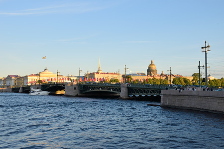 View of Palace bridge, Saint Isaac's Cathedral and the Admiralty.の写真素材