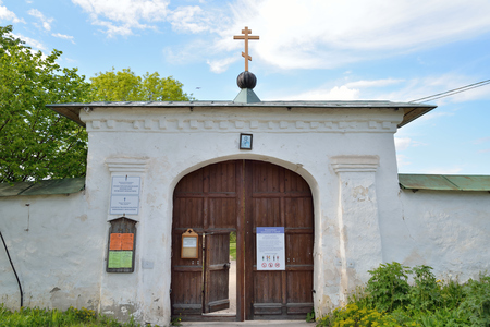 The gate at the Holy Transfiguration Mirozh monasteryの写真素材