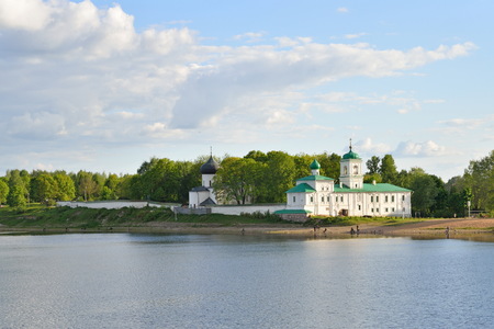 The Spaso-Preobrazhenskiy Mirozhsky monastery on the banks of the great riverの写真素材
