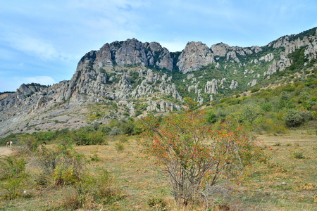 Mountain landscape in the valley of ghosts in the vicinity of Alushta. Crimeaの写真素材