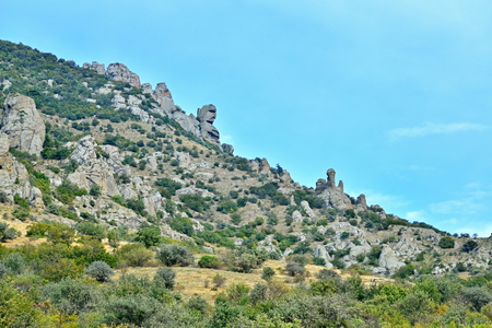 Mountain landscape in the valley of ghosts in the vicinity of Alushta. Crimeaの写真素材