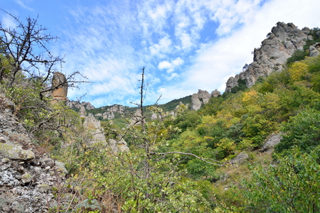 Mountain gorge in the valley of ghosts. Crimeaの写真素材