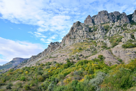 Stone pillars and rocks in the valley of ghosts. Crimeaの写真素材