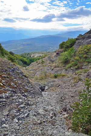 Mountain gorge in the valley of ghosts. Crimeaの写真素材