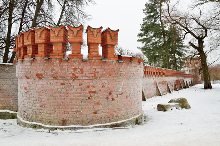 Old brick wall in frost. Pushkin, Tsarskoe Seloの写真素材