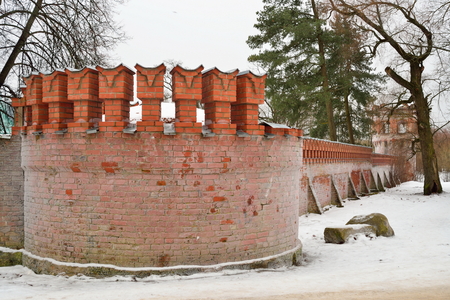 Old brick wall in frost. Pushkin, Tsarskoe Selo.の写真素材