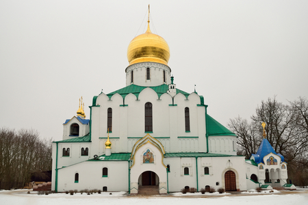 Feodorovsky Orthodox Cathedral in the Alexander Park of Pushkin in winterの写真素材