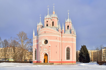Chesme (Baptist) Church in winter on a Sunny dayの写真素材