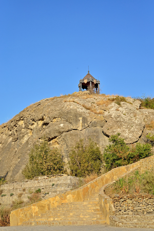 Gazebo on the cliff in Sudak. Crimea. Sudakの写真素材