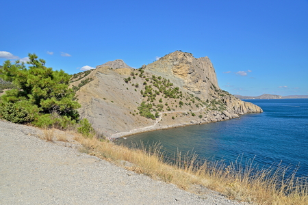 The view of the trail Golitsyn high Cape. New World. Crimea. Sudakの写真素材