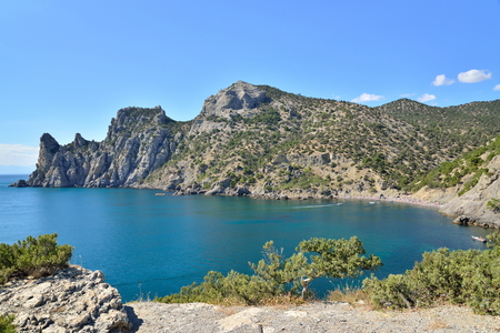 The sea from the high Bank. New World. Crimea. Sudakの写真素材