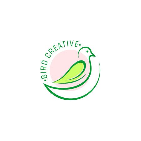 Beautiful bird vector logo with line art drawing styleのイラスト素材