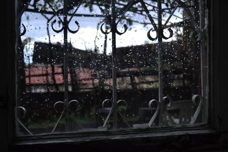 window and rainの写真素材