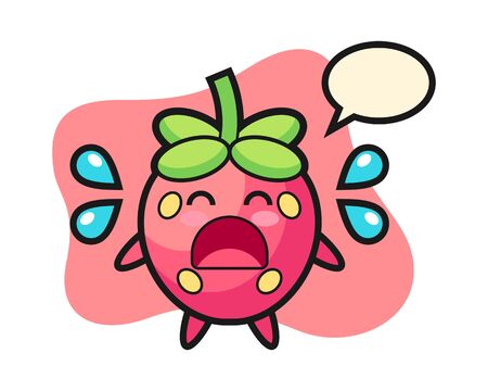 Strawberry cartoon cryingのイラスト素材