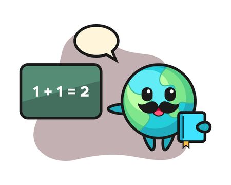 Earth cartoon as a teacherのイラスト素材
