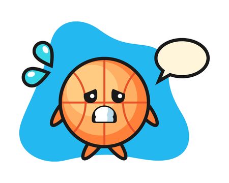 Basketball cartoon with afraid gestureのイラスト素材