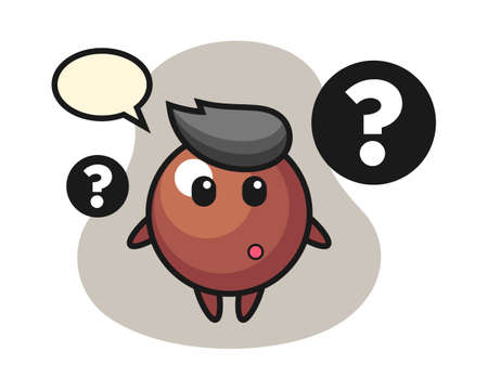 Chocolate ball cartoon with the question mark, cute style mascot character for t shirt, sticker design, logo elementのイラスト素材