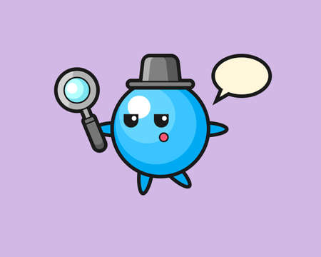 Gum ball cartoon searching with a magnifying glass, cute style mascot character for t shirt, sticker design, logo elementのイラスト素材