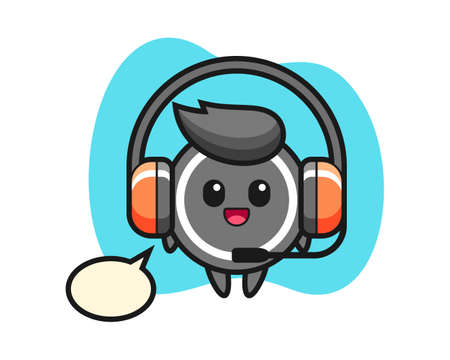 Hockey puck cartoon as a customer service, cute style mascot character for t shirt, sticker design, logo elementのイラスト素材