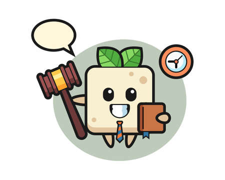 Mascot cartoon of tofu as a judge, cute style design for t shirt, sticker, logo elementのイラスト素材