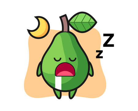 Avocado character illustration sleeping at night, cute style design for t shirt, sticker, logo elementのイラスト素材