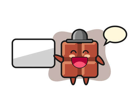 Chocolate bar cartoon illustration doing a presentation, cute style design for t shirt, sticker, logo elementのイラスト素材
