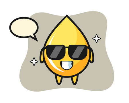 Cartoon mascot of honey drop with cool gesture, cute style design for t shirt, sticker, logo elementのイラスト素材