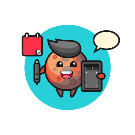 Illustration of mars mascot as a graphic designer, cute style design for t shirt, sticker, logo elementのイラスト素材
