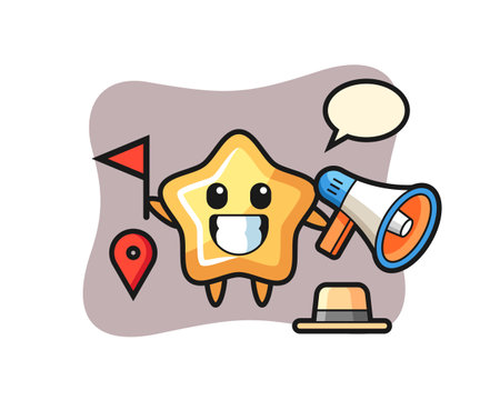 Character cartoon of star as a tour guide, cute style design for t shirt, sticker, logo elementのイラスト素材