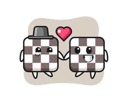 chess board cartoon character couple with fall in love gesture , cute style design for t shirt, sticker, logo elementのイラスト素材