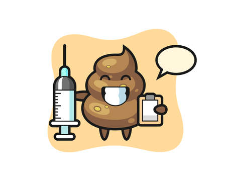 Mascot Illustration of poop as a doctor , cute style design for t shirt, sticker, logo elementのイラスト素材