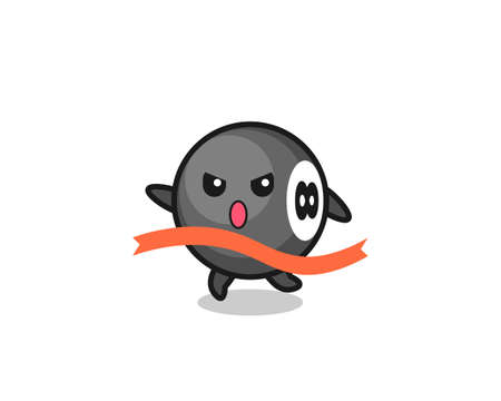 cute 8 ball billiard illustration is reaching the finish , cute style design for t shirt, sticker, logo elementのイラスト素材