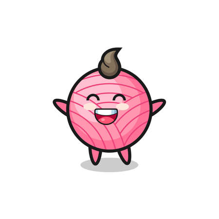 happy baby yarn ball cartoon characterのイラスト素材