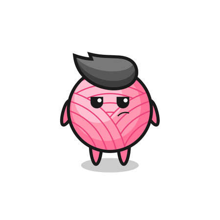 cute yarn ball character with suspicious expressionのイラスト素材