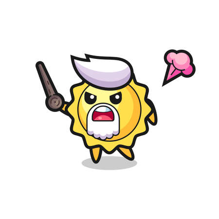 cute sun grandpa is getting angry , cute style design for t shirt, sticker, logo elementのイラスト素材