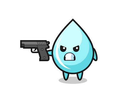 the cute water drop character shoot with a gun , cute style design for t shirt, sticker, logo elementのイラスト素材