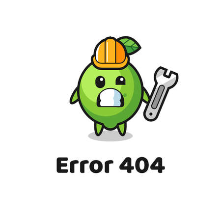error 404 with the cute lime mascot , cute style design for t shirt, sticker, logo elementのイラスト素材